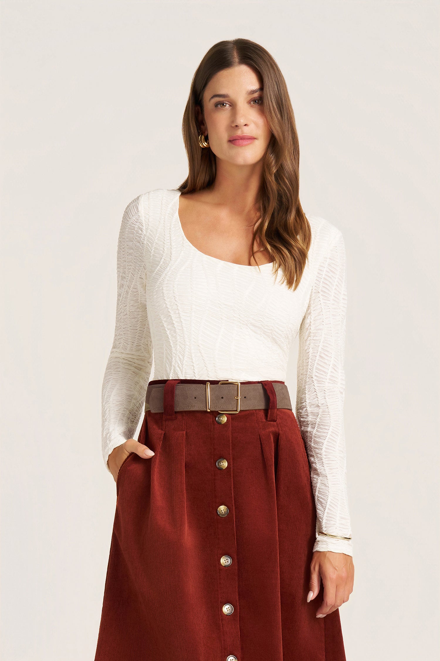 ROWAN SCOOP NECK TOP - IVORY