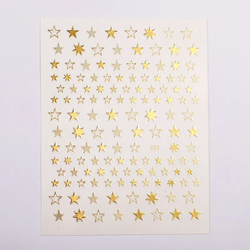 1 Sheet Butterfly Stars Series Nail Sticker Flower Leaves Slider Transfer Nail Decals Decoration Nail Art DIY Accessories-Nail Inspo