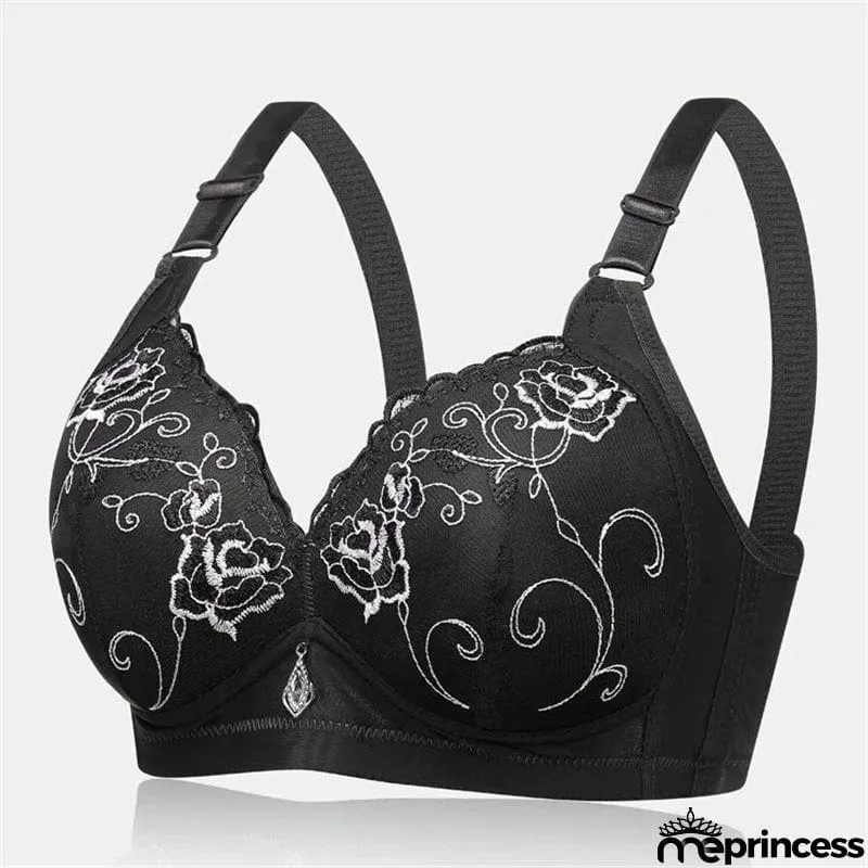 Women's Wireless Floral Embroidered Comfy Bras - Nude