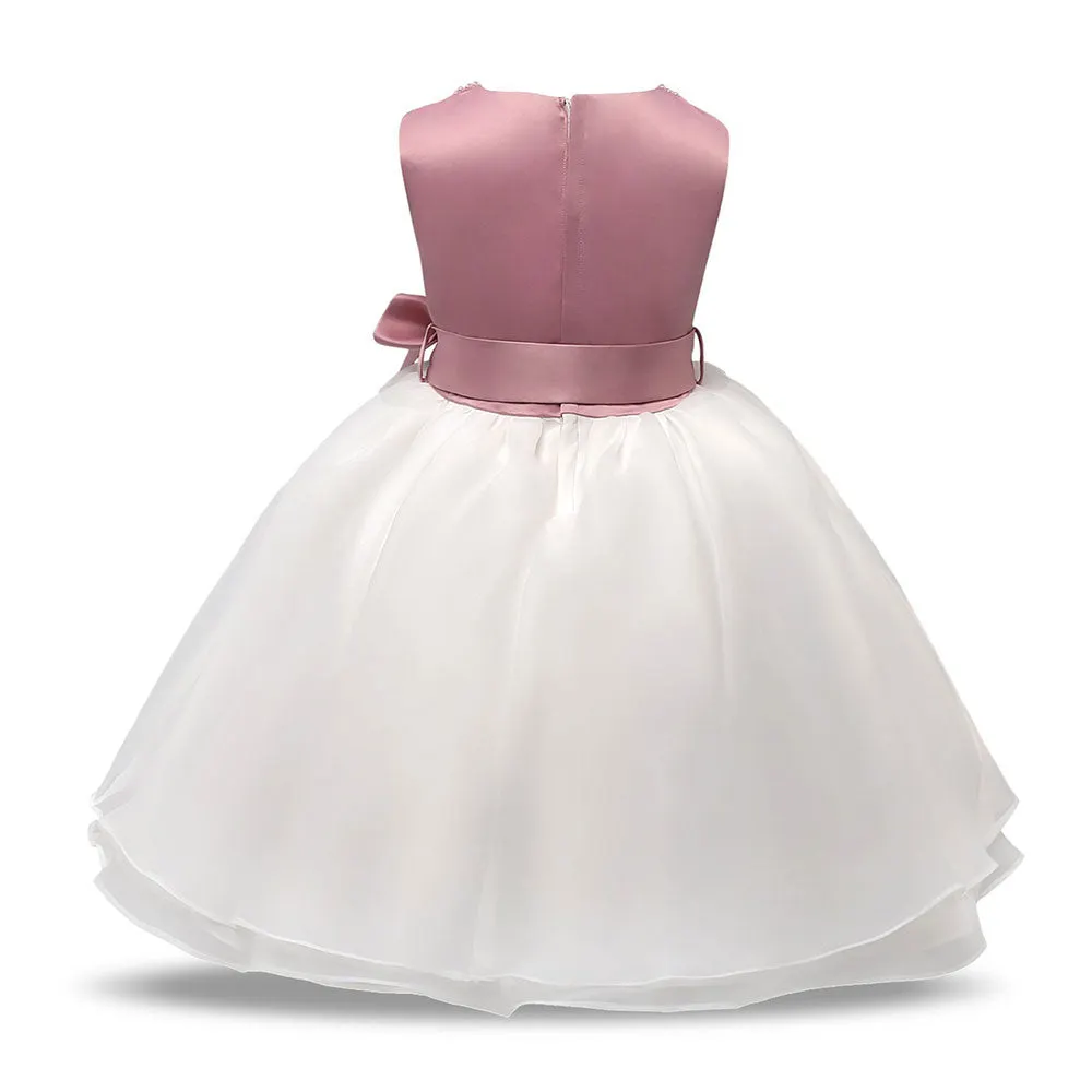 Baby Girls 1 Year Birthday Party Dresses Princess Baby Kids Clothes with Beadings Christening Dresses Baptism Gowns for Newborns