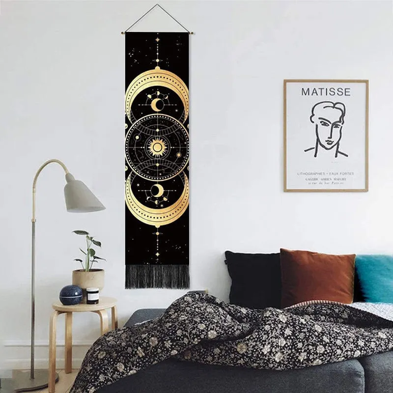 Seven Chakra Decorative Wall Hanging Tapestry Bohemia Tarot Phase Tassel Tapestry Boho Art Tapestries For Bedroom  Office Decor