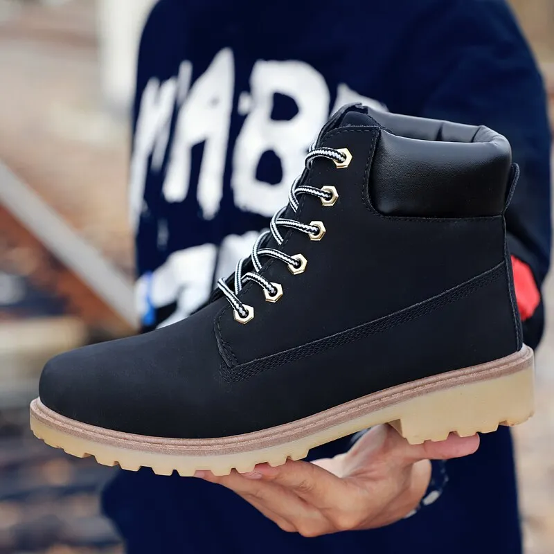 Fashion Anti-skid Men Ankle Boots Outdoor Quality Casual Tooling Shoes Handmade British Style Botas De Hombre High-top All-match