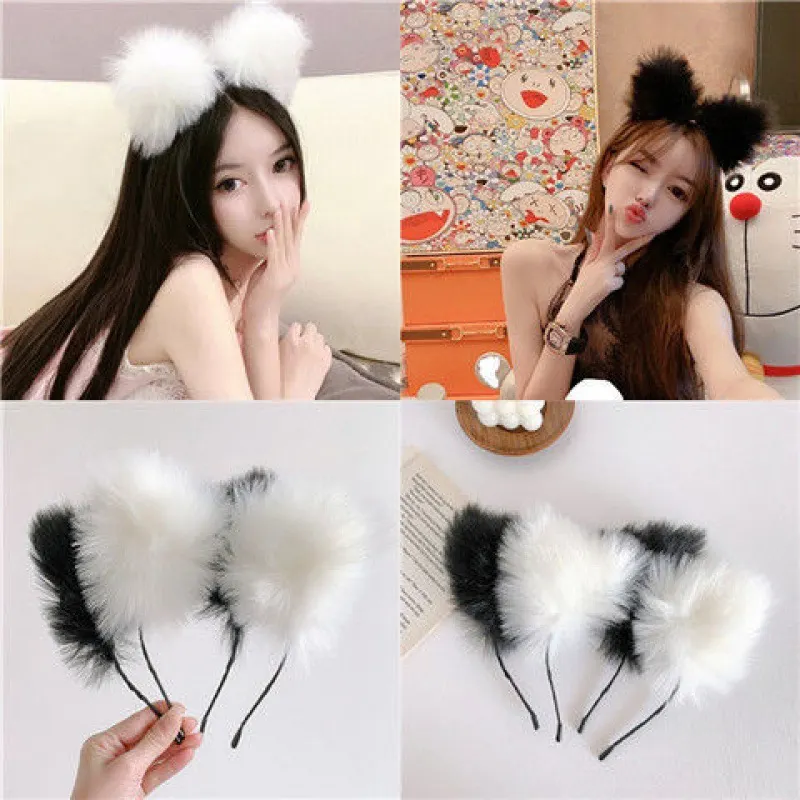 Brownm Sexy Stuffed Fox Fox Ear Head Buff Net Red Live Photo Hair Anchor Card Cute Animal Ear Hair Ornaments
