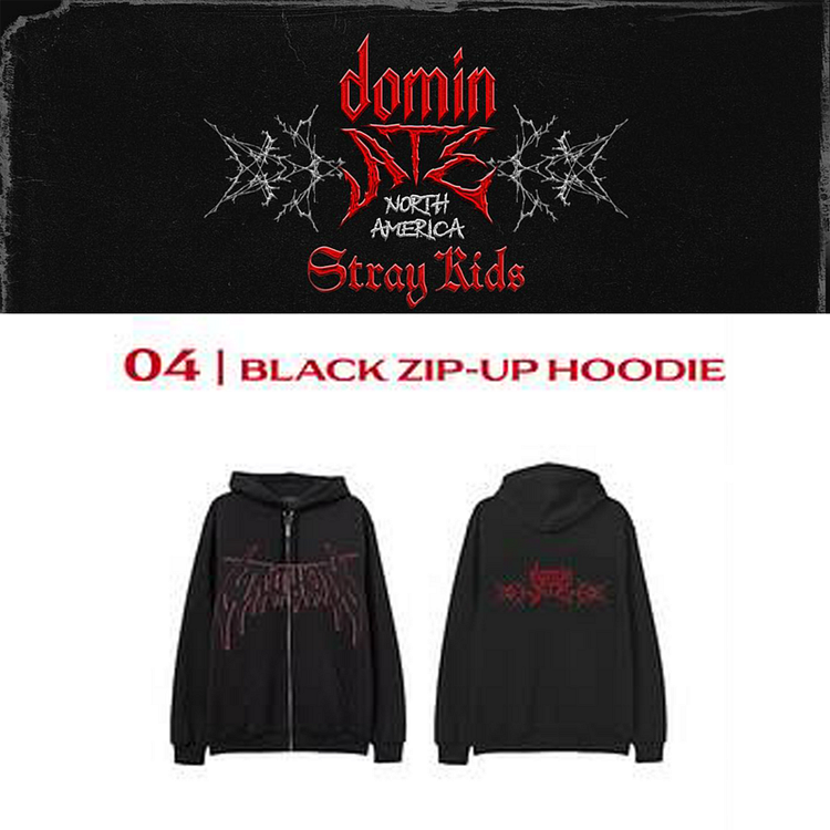 Stray Kids dominATE NORTH AMERICA Black Zip-Up Hoodie