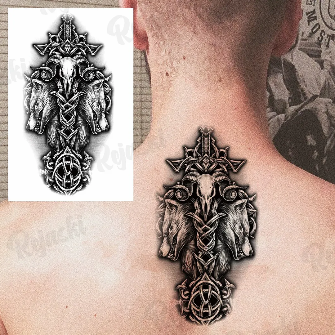 Sdrawing Thorns Temporary Tattoos For Adults Men Realistic Totem Maori Lion Compass Flower Tiger Fake Tattoo StickerArm Tatoos DIY