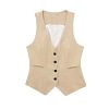 TRAF Fashion Women's Vest Linen Sleeveless Suit Vest Coat for Women Autumn Korean Female Black White Suit Vest Top