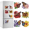 (US Local)6pcs Flower Butterfly DIY Diamond Painting Fridge Magnets Craft Kit