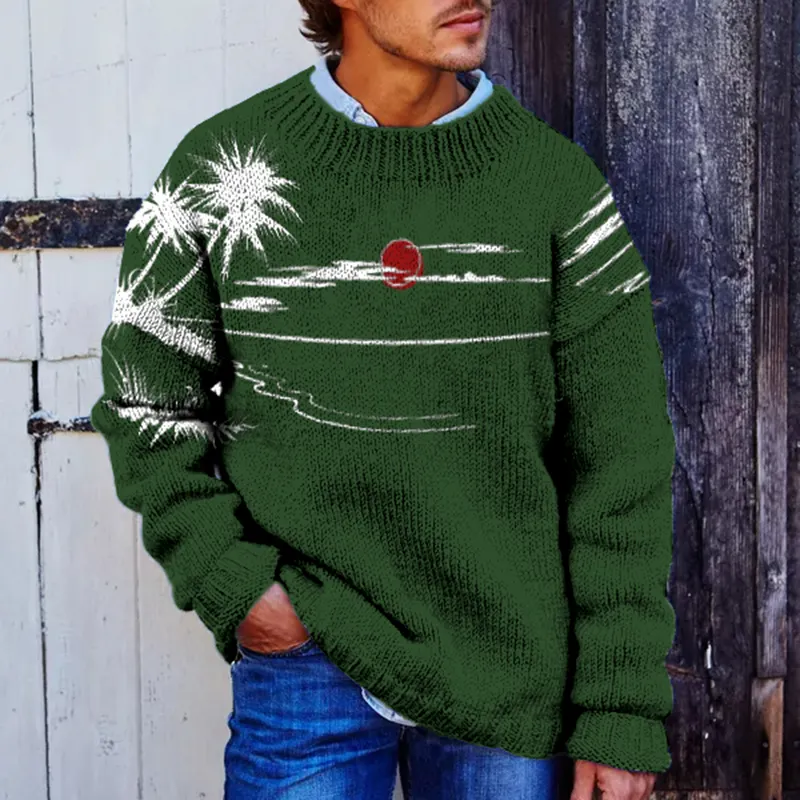 Sunset Jacquard Iceland Crew Neck Sweater