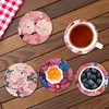 6Pcs/set Diamond Painting Wooden Flower Coaster Cup Cushion With Holder