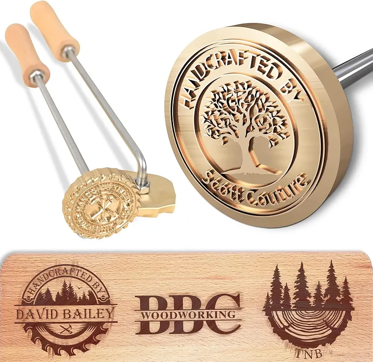 Custom Wood Branding Iron, Personalized Burning Stamp for Leather Meat Food Wood, Flame Heated Metal Stamp with Customized Logo Design, Wedding Party Wood Worker Bread Making Gifts(1 inch)