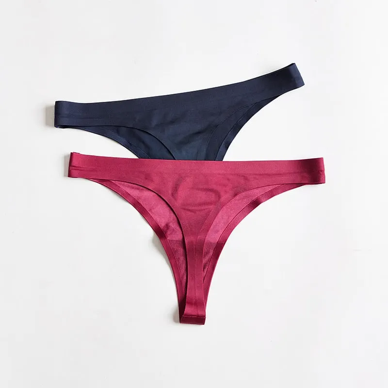 1 Pcs Woman Underwear Seamless Ice Silk Sexy Sports Panties Female T-back Solid Soft G-string Thong For Woman 2021 New BANNIROU