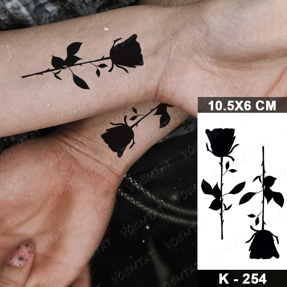 Waterproof Temporary Tattoo Sticker Black Point Line Sunflower Geometric Rose Flash Tatoo Fake Tatto For Body Art Women Men
