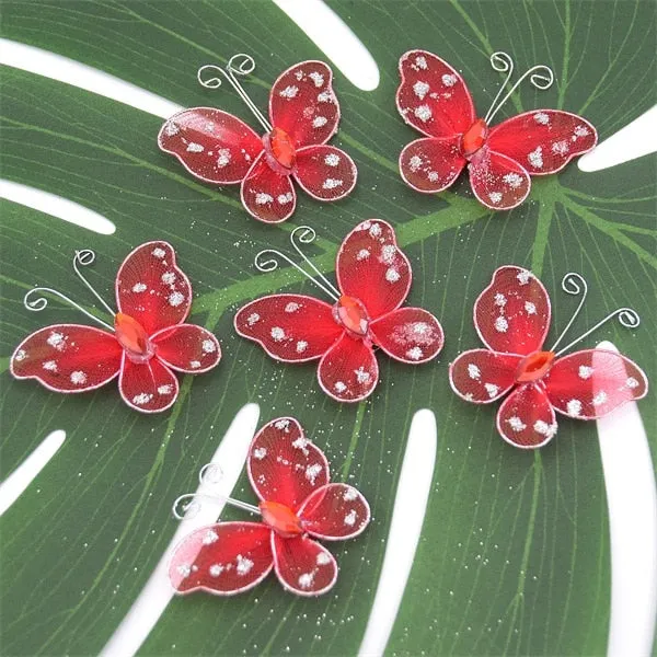 100Pcs  Multicolor Mesh PVC Butterfly 3D Wall Stickers For Girl Kids Baby Rooms Kitchen Fridge Wedding Home Decoration
