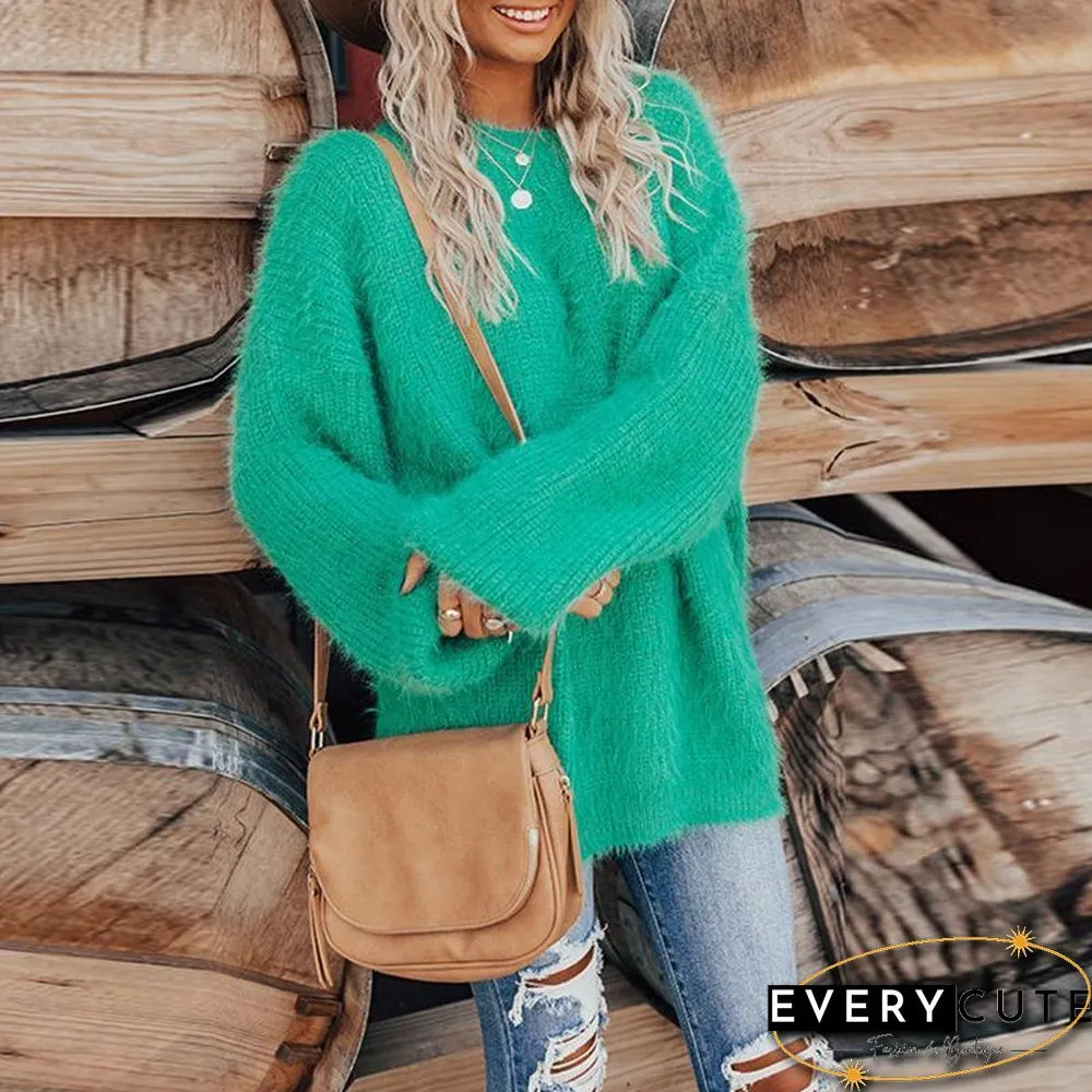 Pure Color Warm Round Neck Sweater