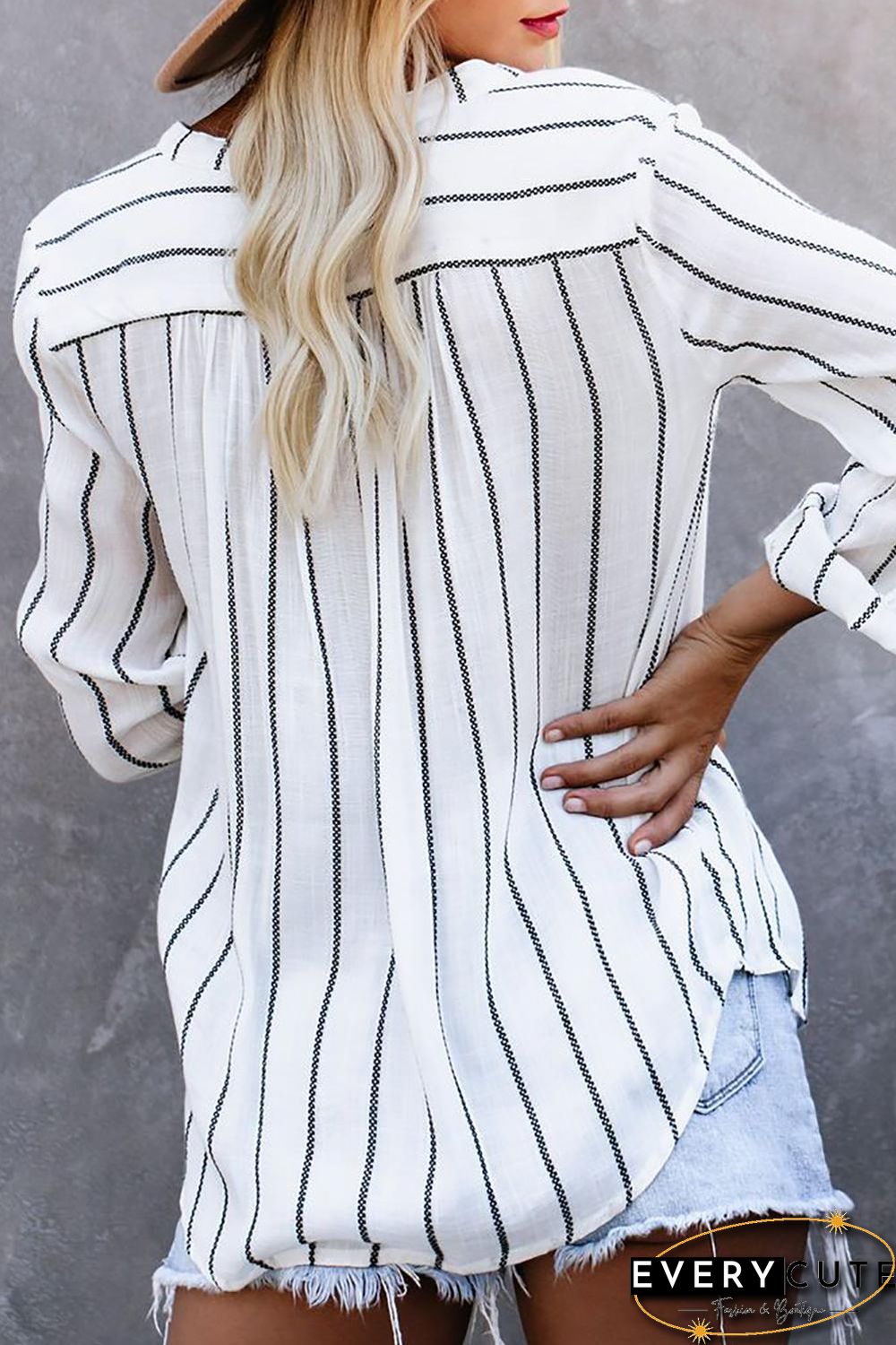 White Crisp Air Button Down Embroidered Top