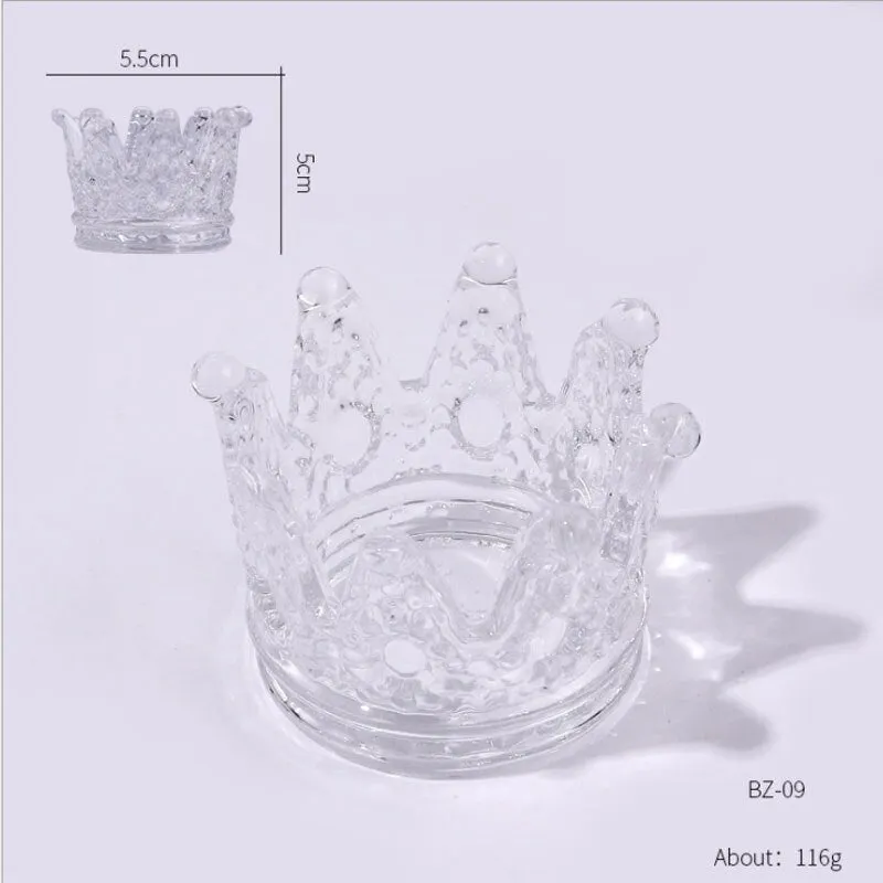 Nail Clear Crystal Glass Bowl Crown Molding Acrylic Powder Container Nail Manicure Color Palette Nail Salon Professional Tools