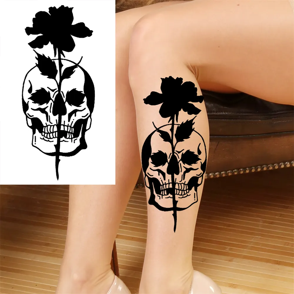 Sdrawing Clock Temporary Tattoo For Men Women Children Skeleton King Dragon Hourglass Black Tattoo Sticker Fake Snake Adults Tatoos