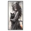 Black Cat Girl-11CT Stamped/14CT Counted Cross Stitch 50*100cm/19.69*39.37in(Big Size)