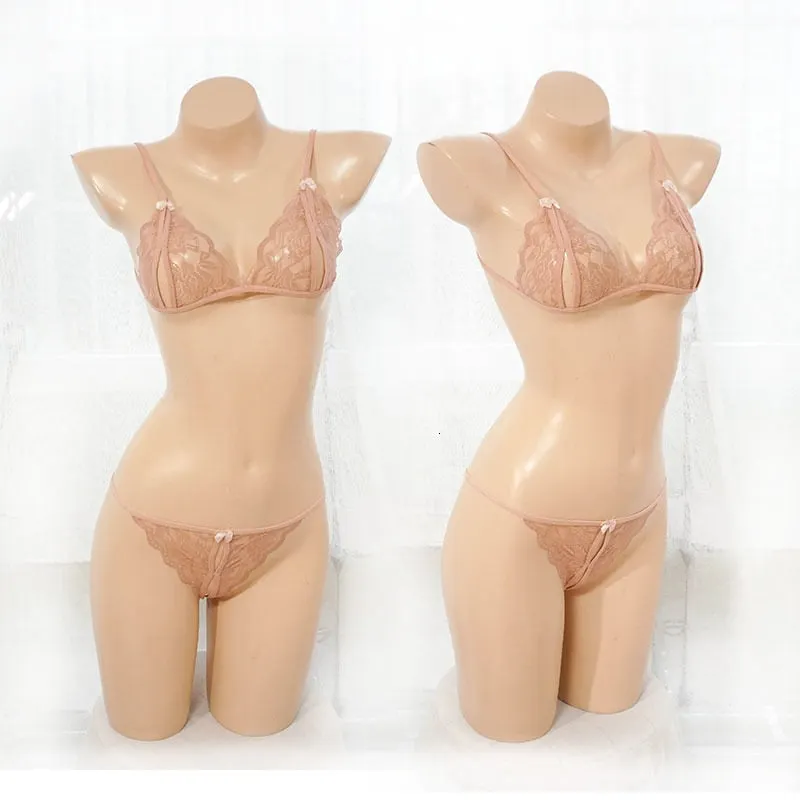 Women's Erotic Lingerie Transparent Crotchless Lace Sexy Underwear Bra Pants Exotic Apparel Pajamas Hot 8 Colors 2pcs Set