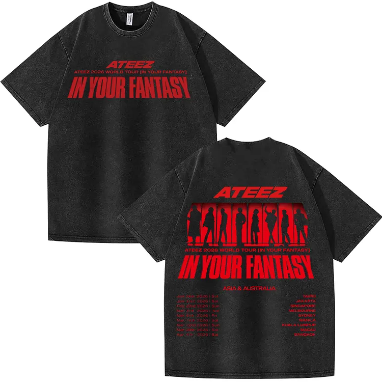 Ateez 2026 In Your Fantasy Tour Washed Tracklist T-Shirt
