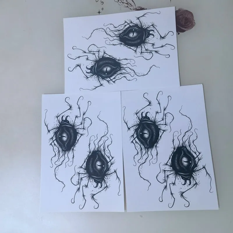 New Dark Spider Pattern Tattoo Sticker Men Waterproof Lasting Alternative Art Fake Tattoo Reptile Hand Back Neck Tattoo Sticker