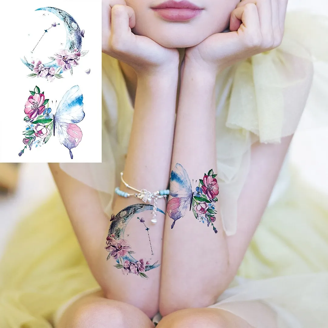 Lotus Mandala Flower Deer Sexy Temporary Tattoos For Women Neck Back Adult Geometric Tribe Fake Tattoo Body Art Waterproof Tatoo