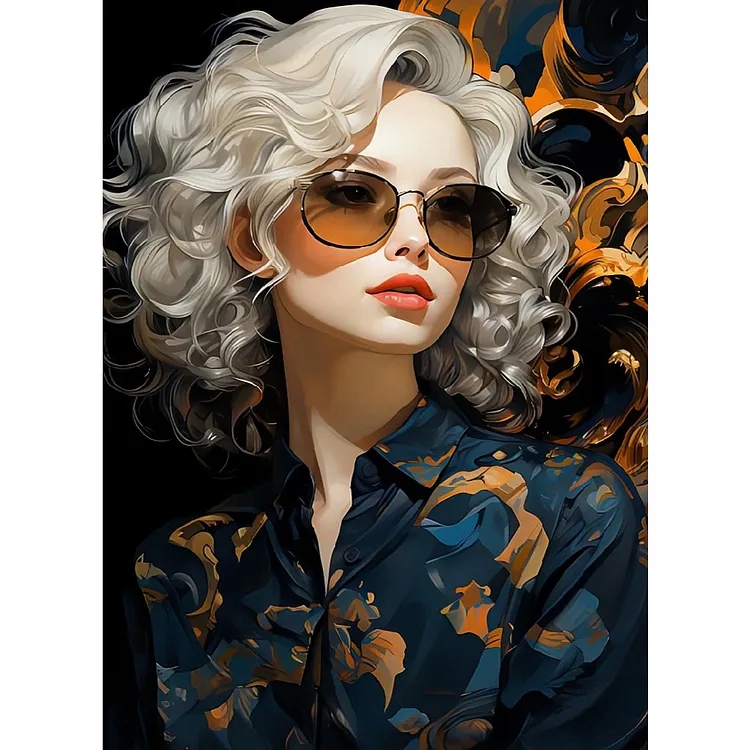 Wavy Hair Girl 40*55CM(Canvas) Full Round Drill Diamond Painting gbfke