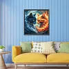 Ice  Fire Cat-Full Round Diamond Painting 30*30CM