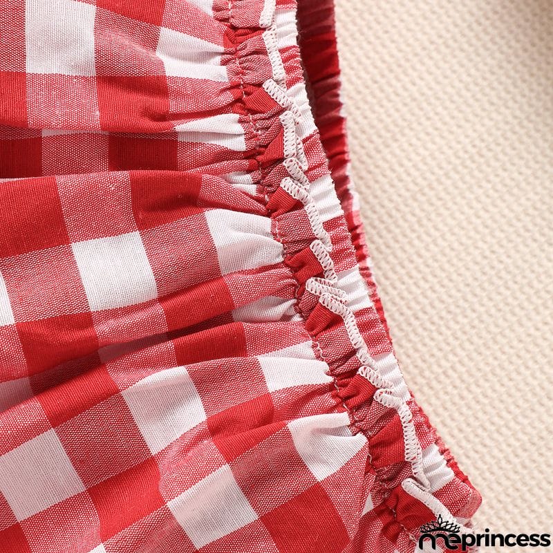 Eyelet Round Neck Top and Plaid Skort Set
