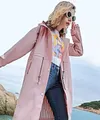 Outdoor women's waterproof long raincoat with hooded windbreaker
