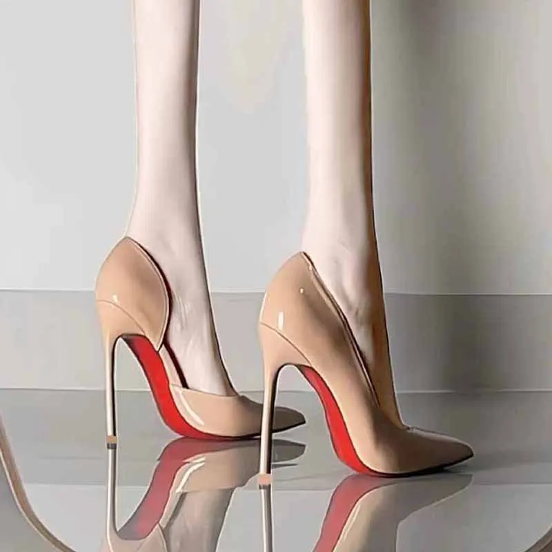 Breakj Breakj High-Heeled Women's Fine Red Background Red Inside Sexy Bed Flirting Super High 10Cm Naked Paint Leather Single Shoes
