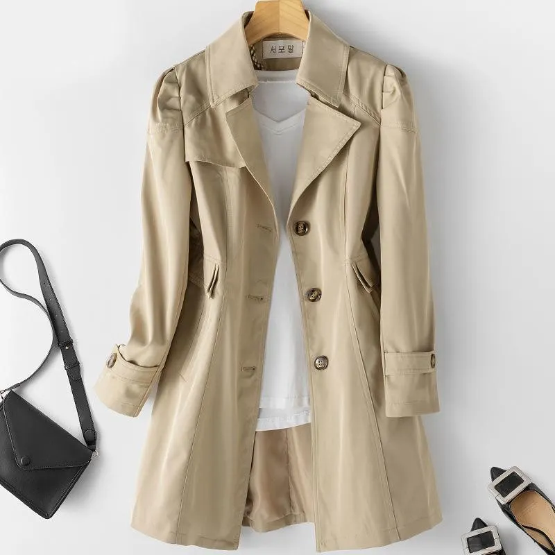 Ailegogo New Women Black Long Trench Coat Casual Female Streetwear Slim Fit Korean Style Coats Single Breasted Outwear