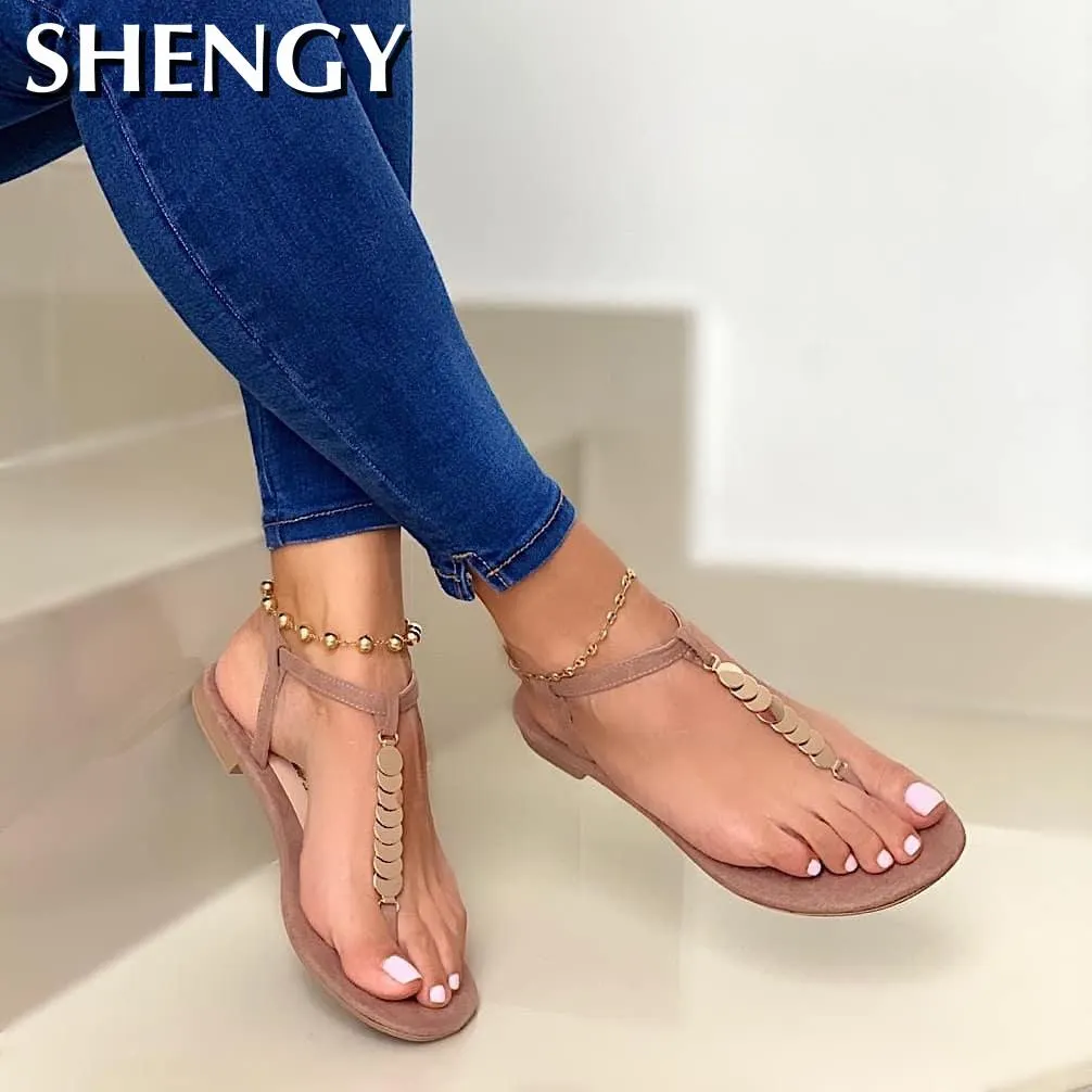 2020 Roma Women Sandals Summer Fashion Solid Buckle Flip Flops Sandals Women Shoes Beach Casual Ladies Plus Size Sandals