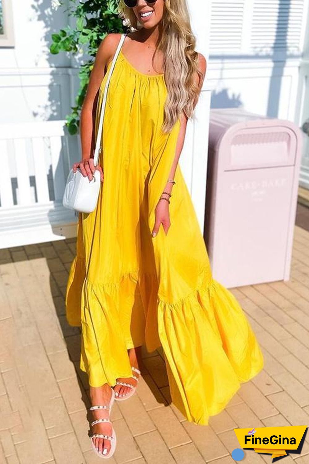 Ruffles Hem Slip Maxi Dress