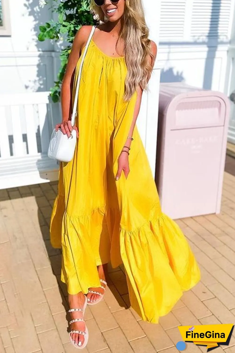 Ruffles Hem Slip Maxi Dress