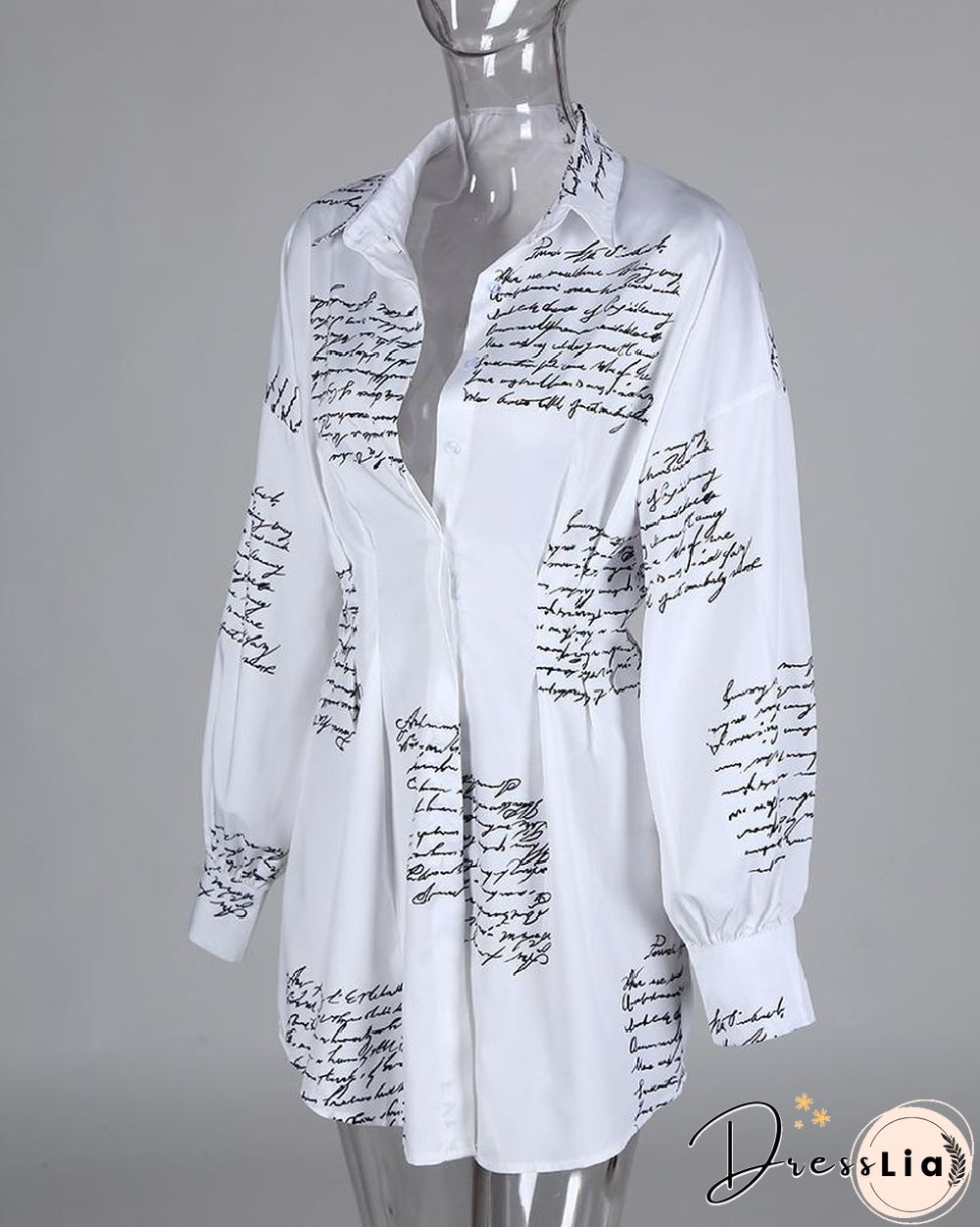 Letter Print Tight Waist Shirt Dress P13248