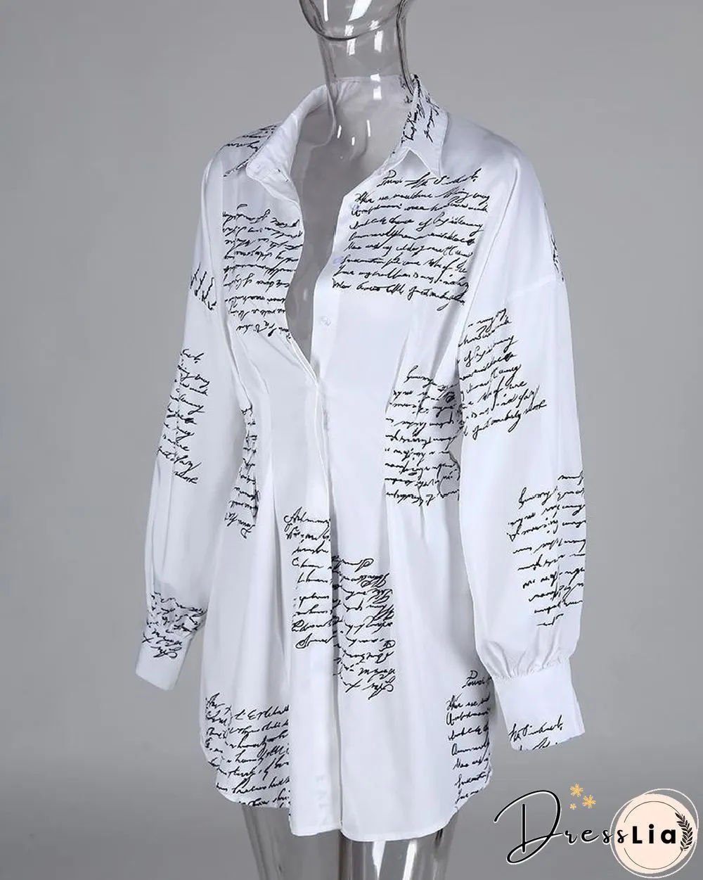 Letter Print Tight Waist Shirt Dress P13248