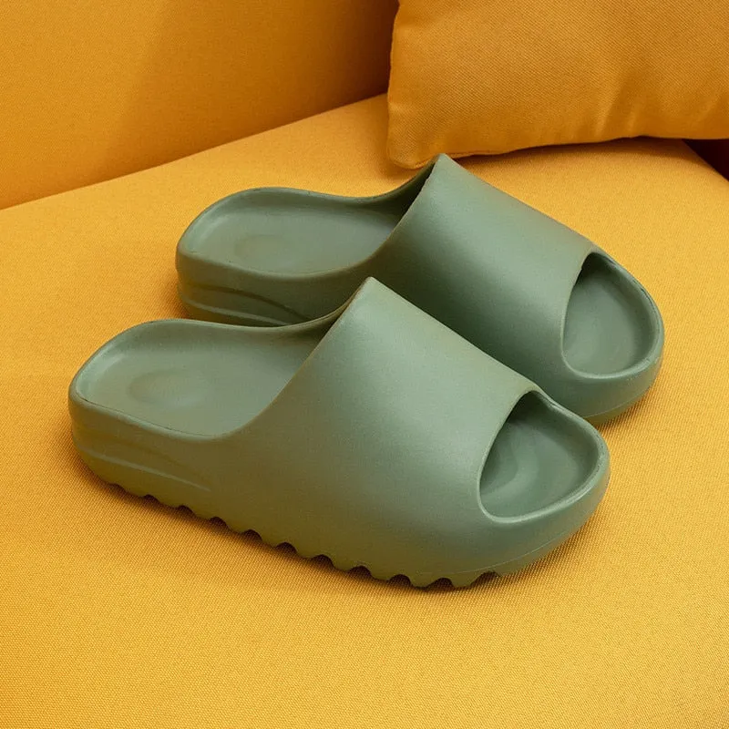 Men and Women Slippers Summer Thicken Solid Color Home Indoor Shoes Eva Non-slip Beach Slides Bathroom Shoes Shower Slippers