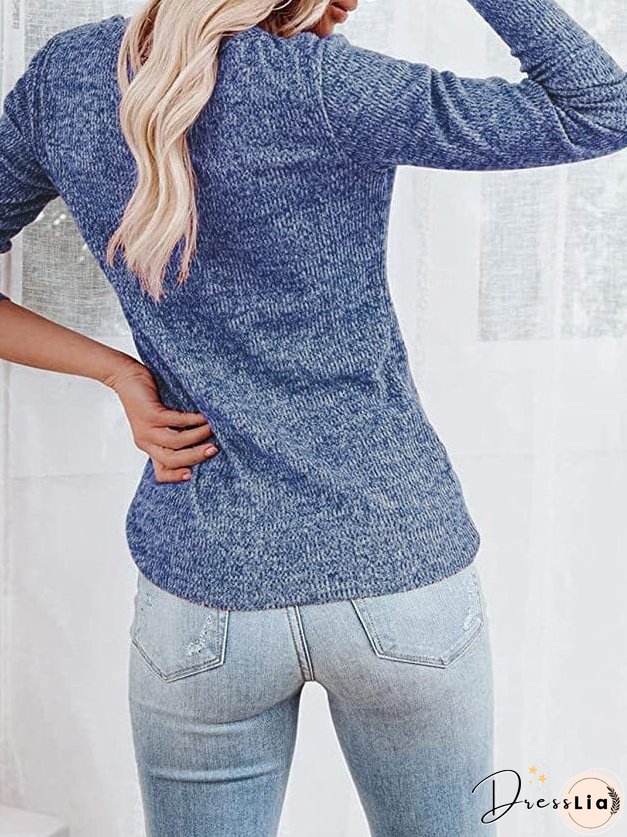 Casual Waffle Knit Henley Shirt