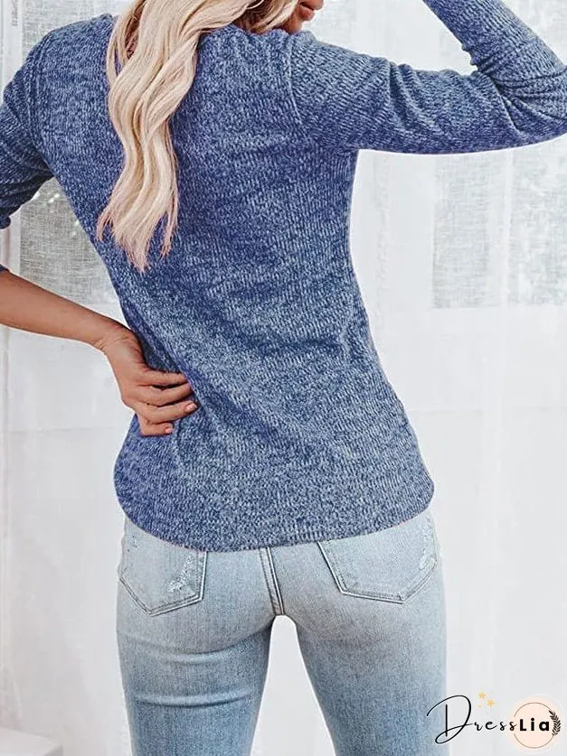 Casual Waffle Knit Henley Shirt