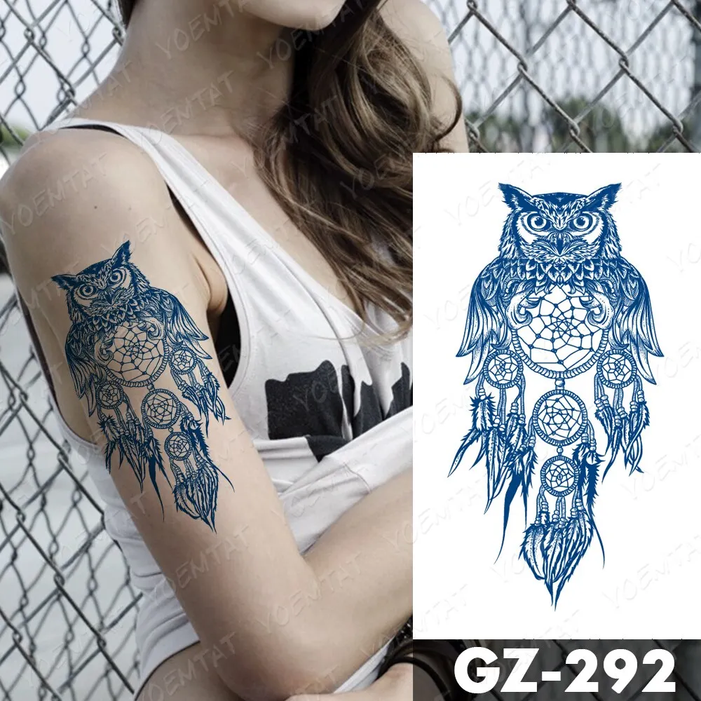 Sdrawing Lasting Ink Tattoos Body Art Waterproof Temporary Tattoo Sticker Line Dragon Tiger Totem Tatoo Arm Fake Fox Whale Tatto