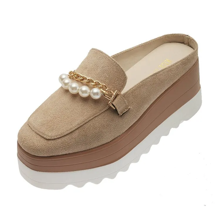 Women's Shoes Wedges Slippers 7cm Heel Shoes Platform Wedges Heel Casual Female Botas 35-40 Slip On