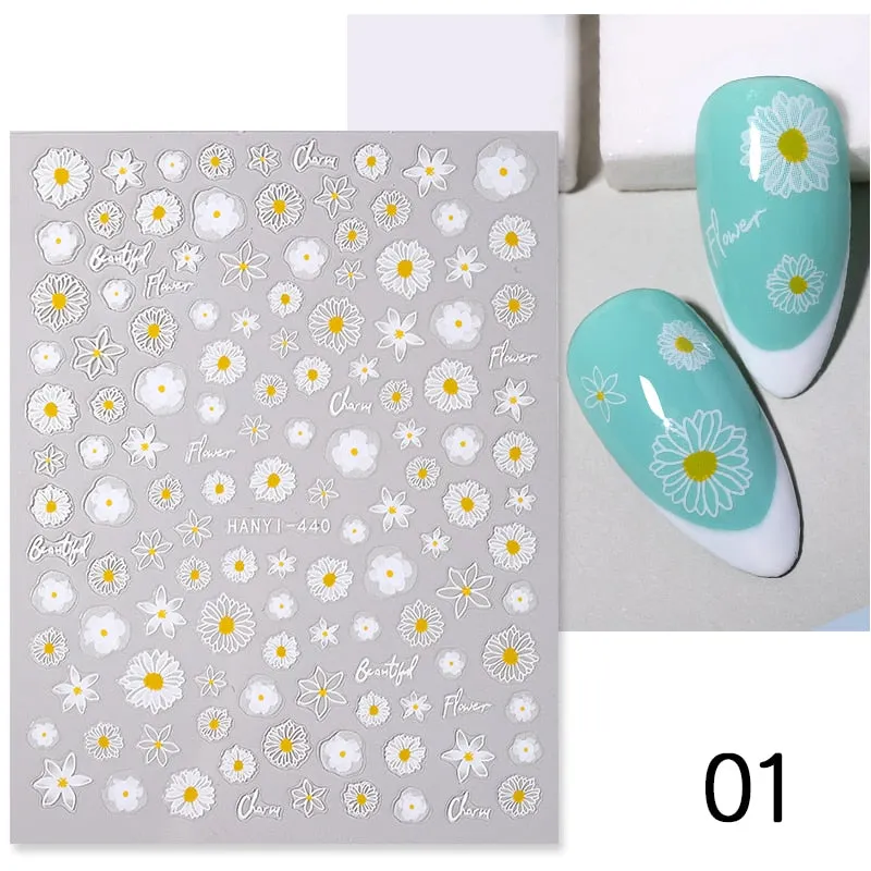 2021 Hot 3D Nail Art Stickers Butterfly Pattern Transfer Sticker Decals Self Adhensive Slider Decoration Nail DIY Design