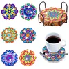 Datura DIY Diamonds Painting Coaster Woodiness with Rack Cup Pad Crafts Kits