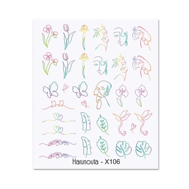 1Pc Spring Water Nail Decal And Sticker Flower Leaf Tree Green Simple Summer DIY Slider For Manicuring Nail Art Watermark