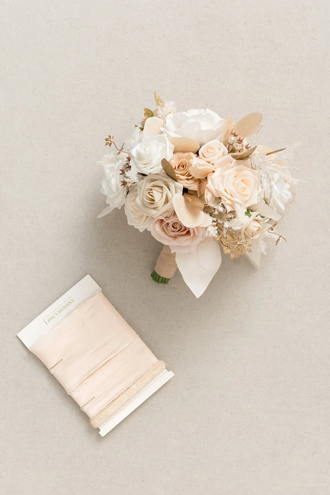 Standard Round Bridal Bouquets in White & Beige