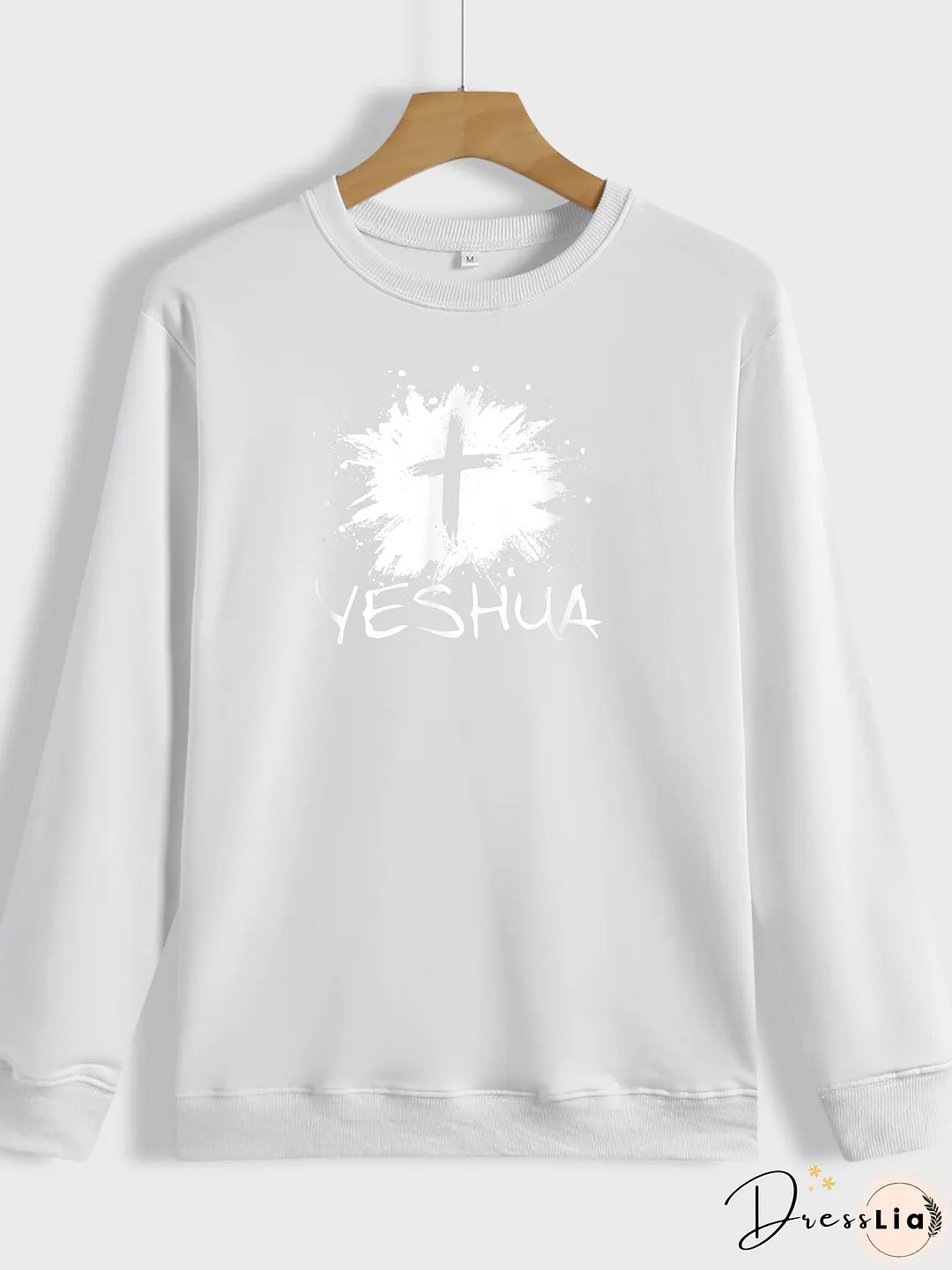 Men's Long Sleeve Sweatshirt Jesus Cross Print on Sweatshirt Top Gifts for Dad Father