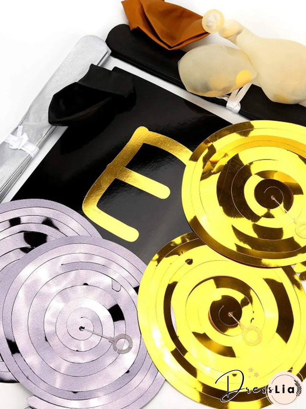 32pcs Hot Stamping Retirement Birthday Banner Spiral Charm Paper Flower Fragment Balloon Charm Party Set
