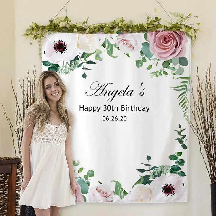 Personalized Birthday Backdrop with Custom Name and Date for Party Wall Decor