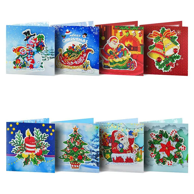 【Greeting Card】8pcs DIY Greeting Card Special-shaped Diamond Painting Christmas Postcards gbfke